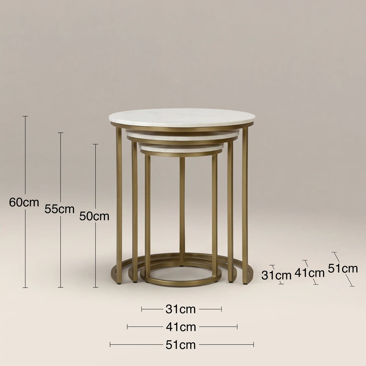 Table d'Appoint Yolande — Trio Marbre Blanc & Laiton