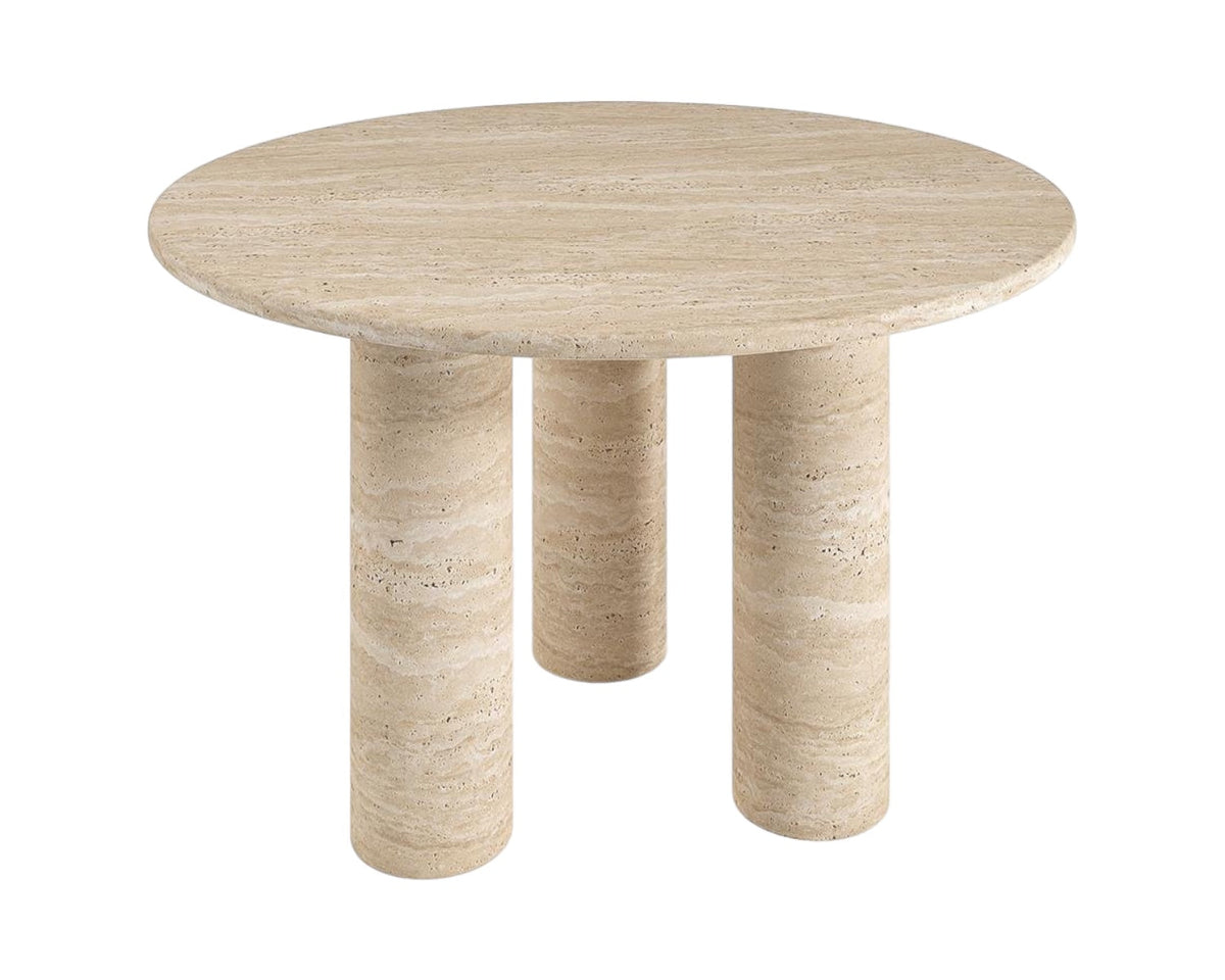 Table à Manger Ronde Darian — Travertin, Dimension & Finition