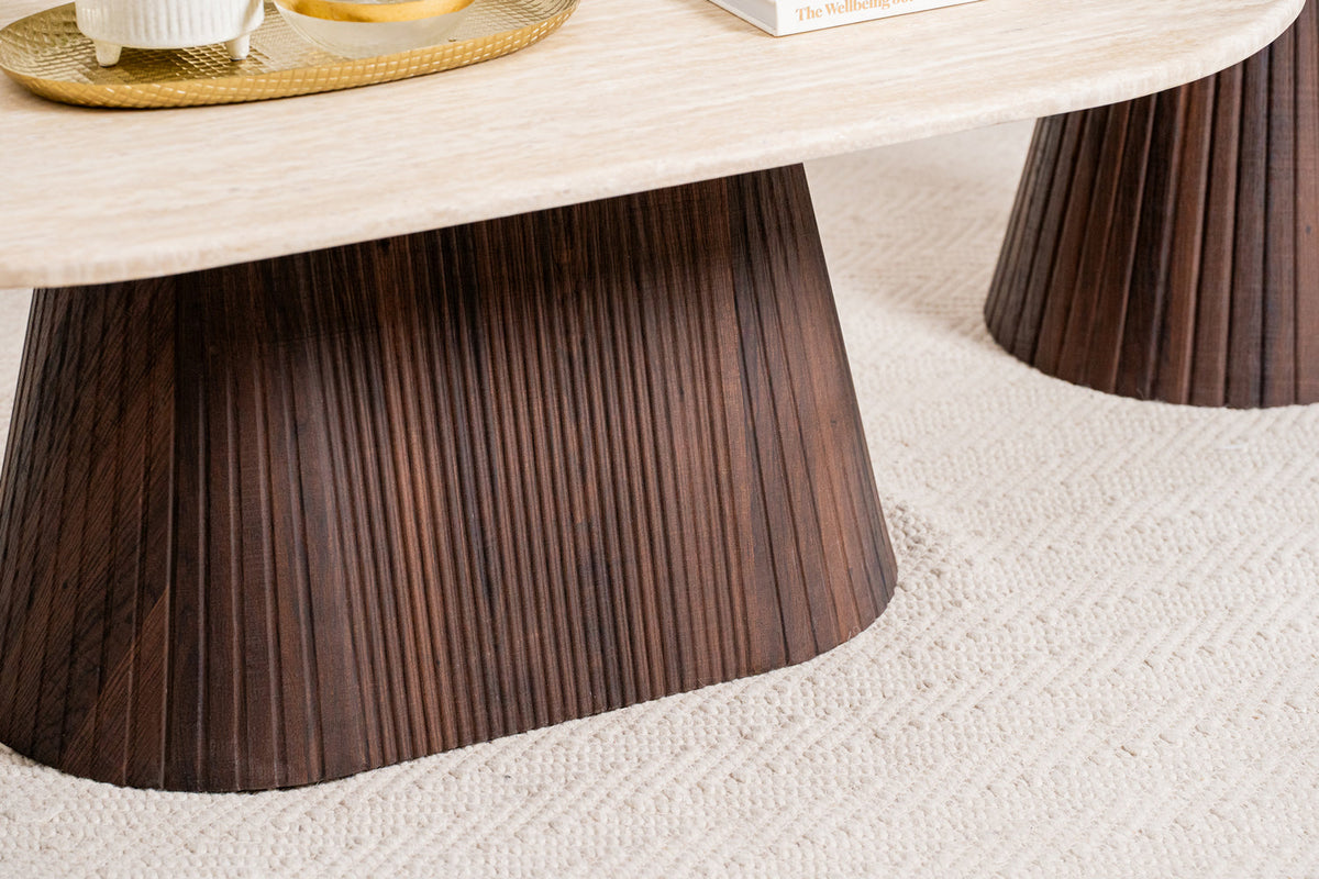 Table Basse Solene — Travertin, Dimension & Finition