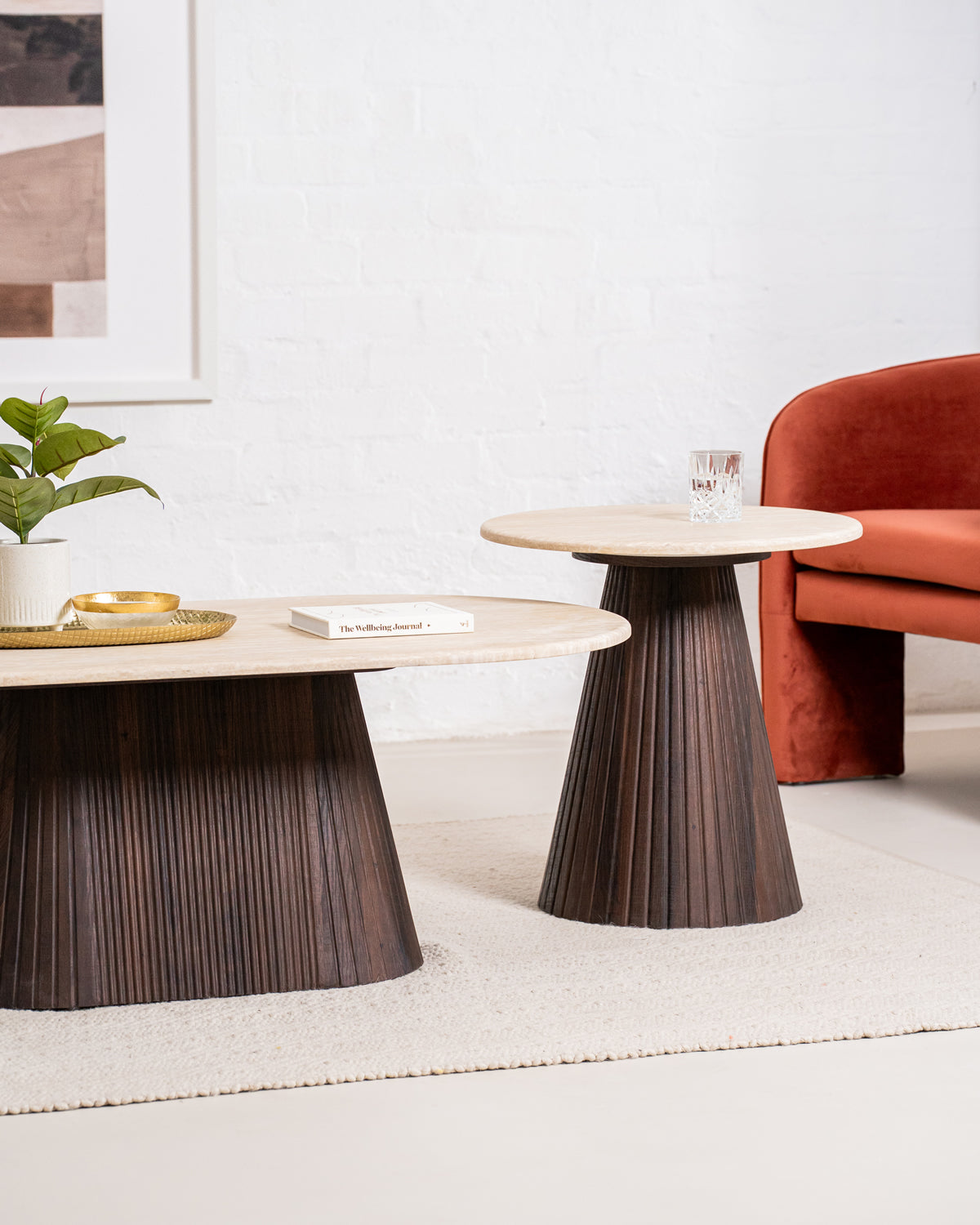 Table Basse Solene — Travertin, Dimension & Finition