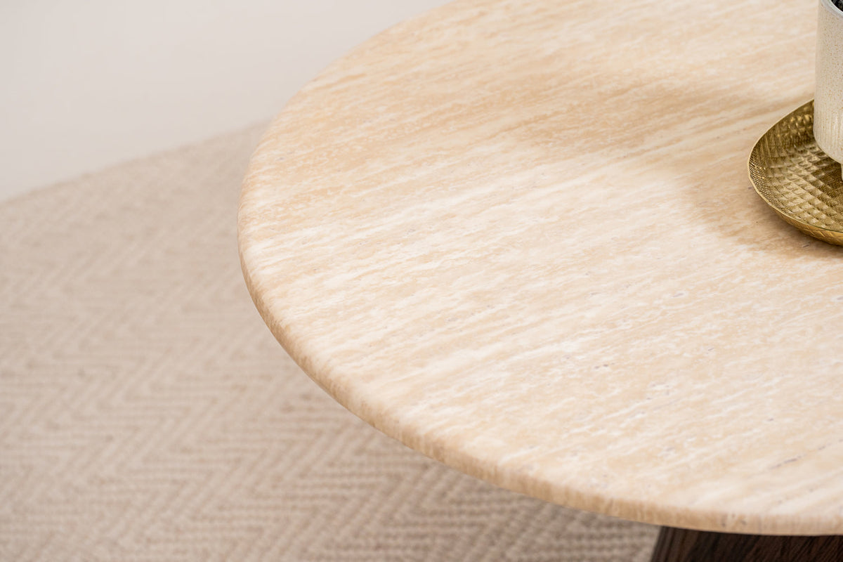 Table Basse Solene — Travertin, Dimension & Finition