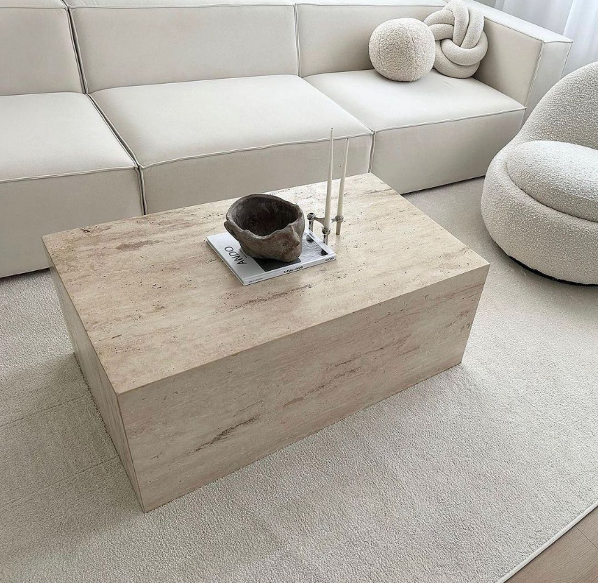 Table Basse Miz — Travertin en situation