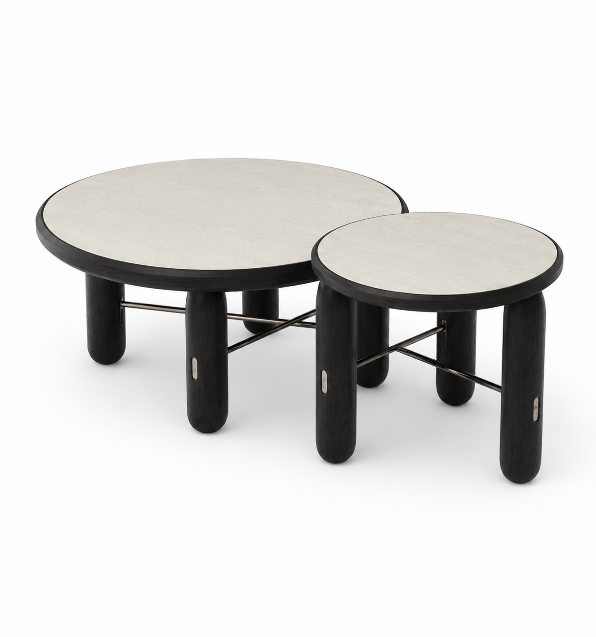 Duo de tables basses Nero travertin