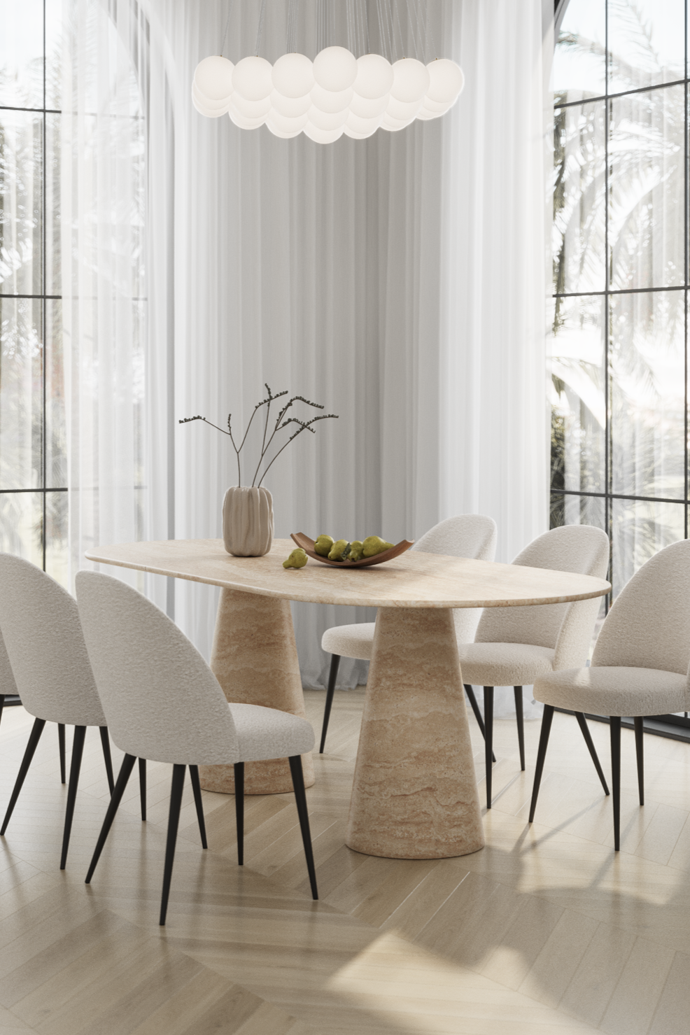 Table à Manger Belova — Travertin Beige, détail