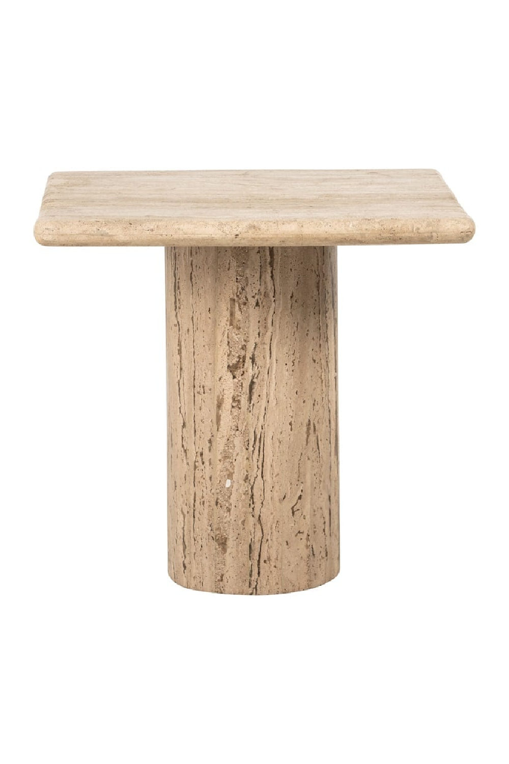 Table d'Appoint Orsr — Piédestal Carré Travertin en situation