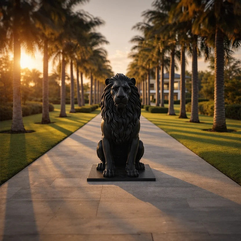 Sculpture Lion de l'Atlas Assis – Intérieur & Extérieur