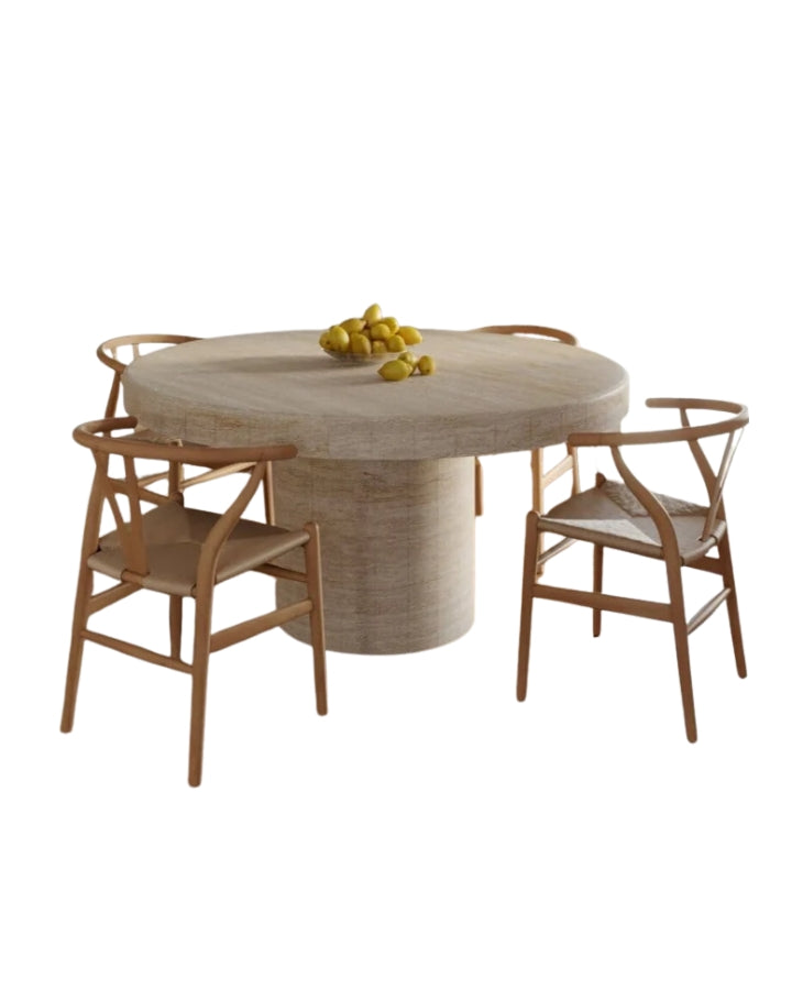 Table à Manger Ronde Raphaël — Travertin