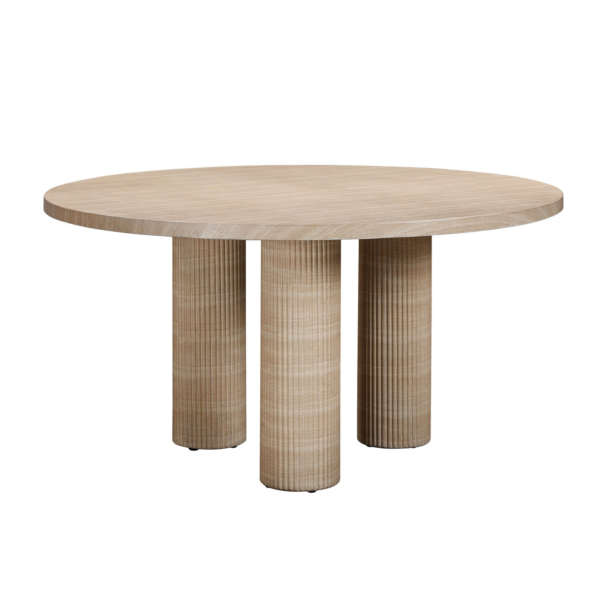 Table à Manger Ronde Patti — Travertin Texturé en situation