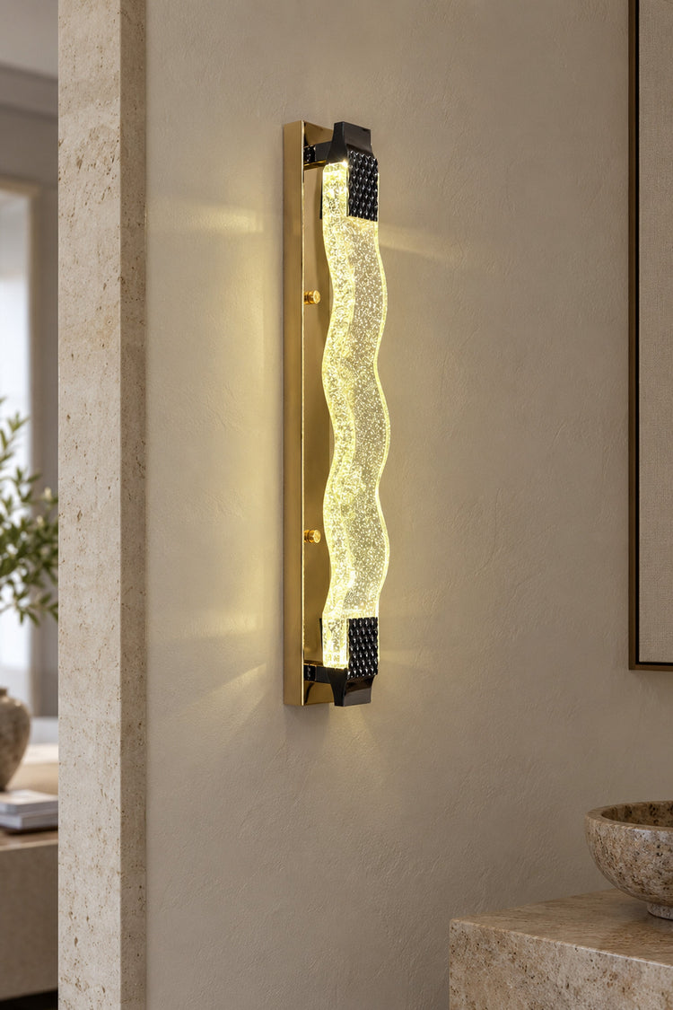 Applique Onda — Cristal ondulé et laiton