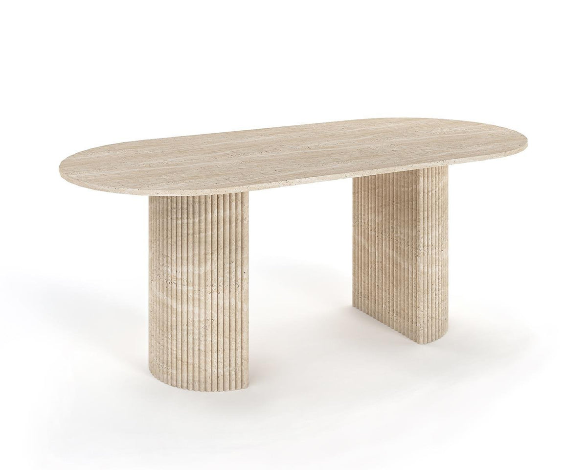 Table Ovale Lea — Travertin en situation