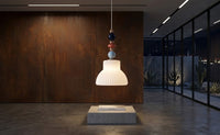 Suspension Design « Lumina » en Verre Nervuré Blanc