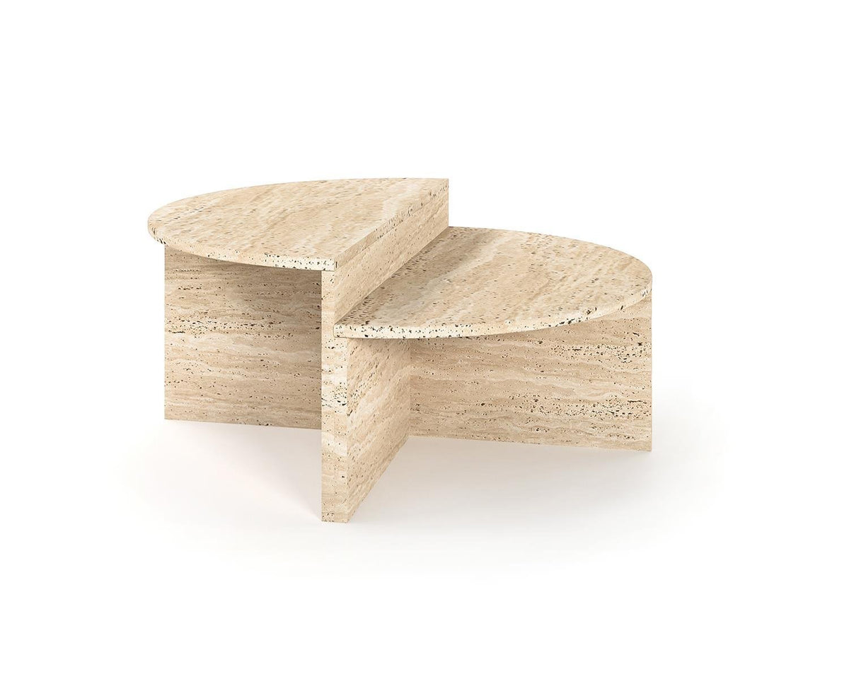 Duo Tables Basses Jade — Travertin en situation
