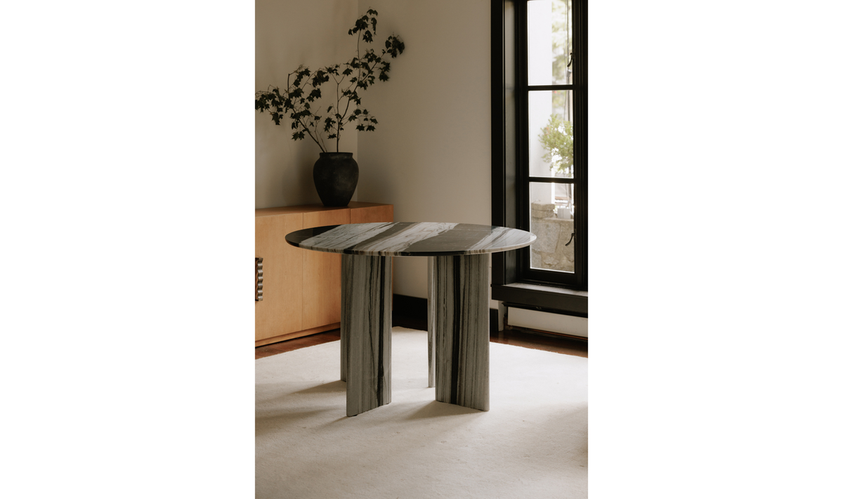 Table à Manger Ronde Ansel — Marbre Panda