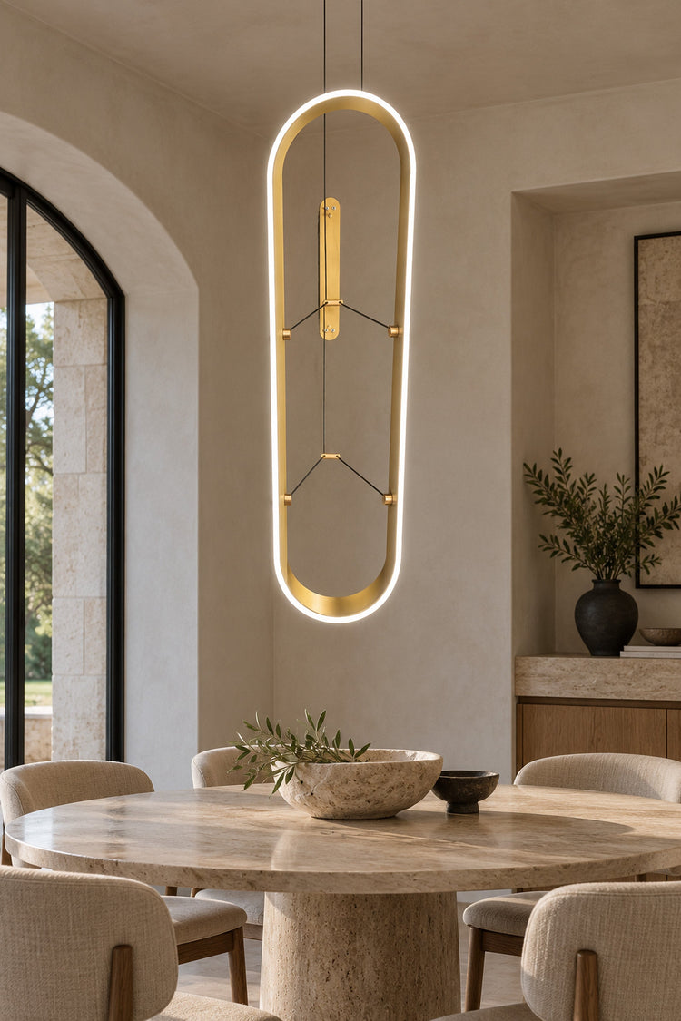 Lustre Anello — Anneau LED doré vertical