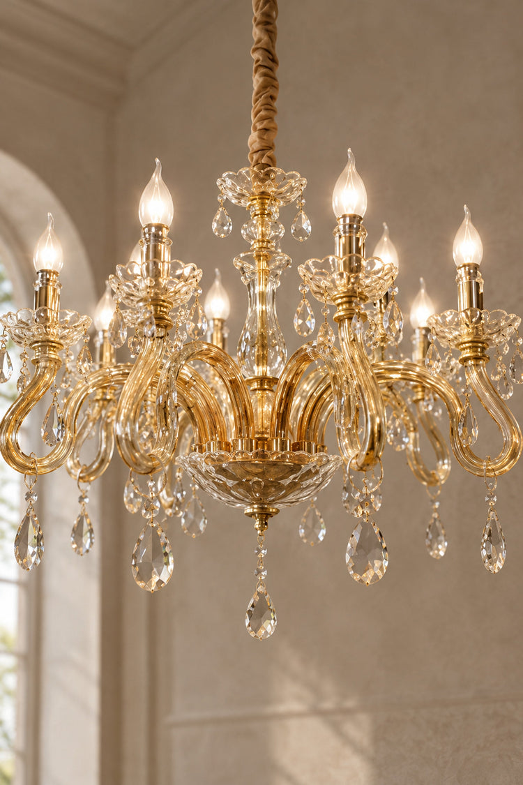 Lustre Belcanto — détail du verre soufflé et des pampilles