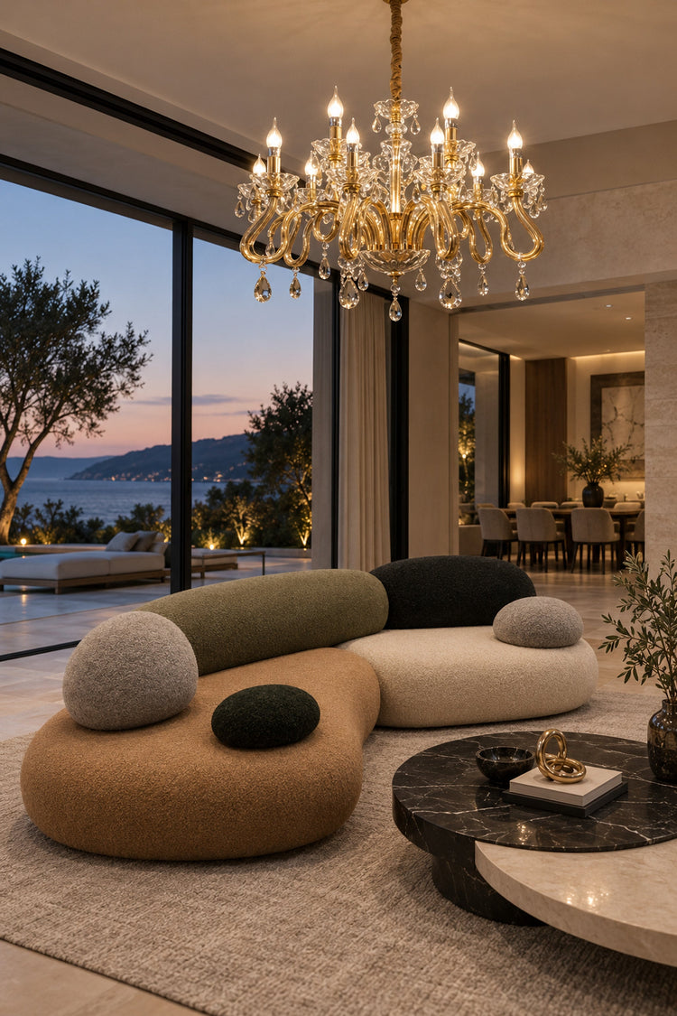 Lustre Belcanto dans le salon d'une villa