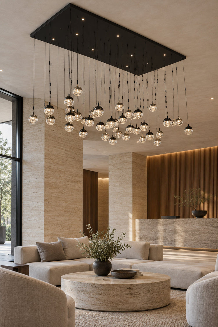 Lustre Costellazione dans un lobby d'hôtel