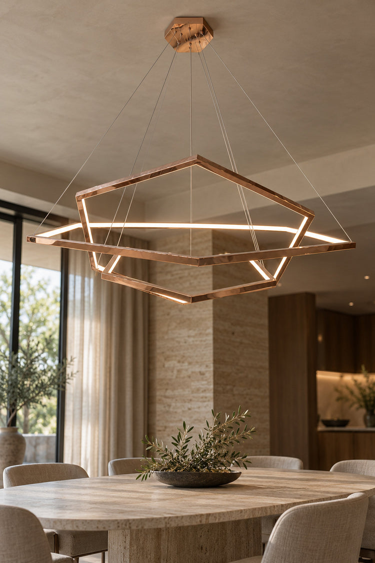 Lustre Esagono — détail des hexagones LED
