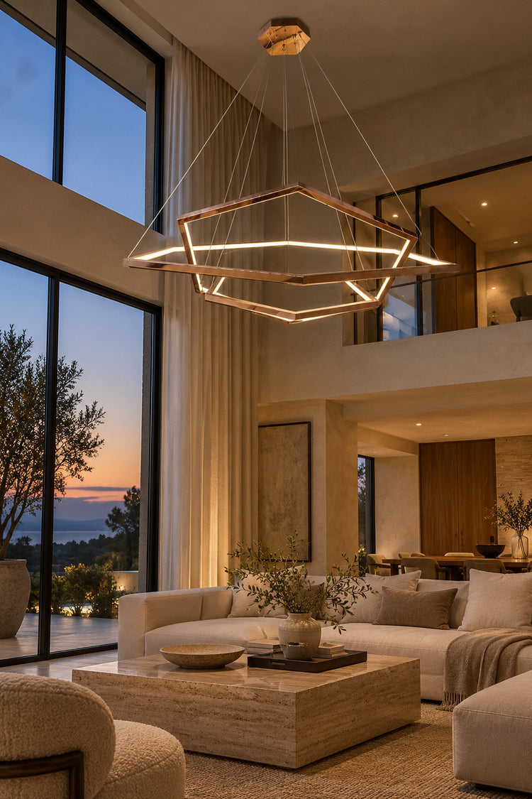Lustre Esagono dans un volume en double hauteur