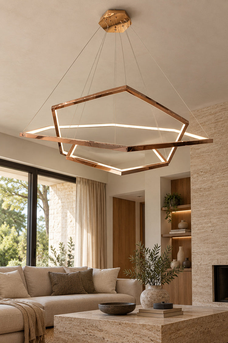 Lustre Esagono — Hexagones LED or rose
