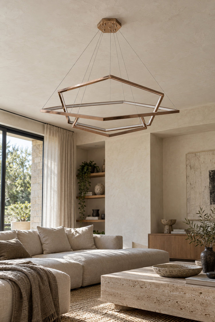 Lustre Esagono éteint, en lumière du jour