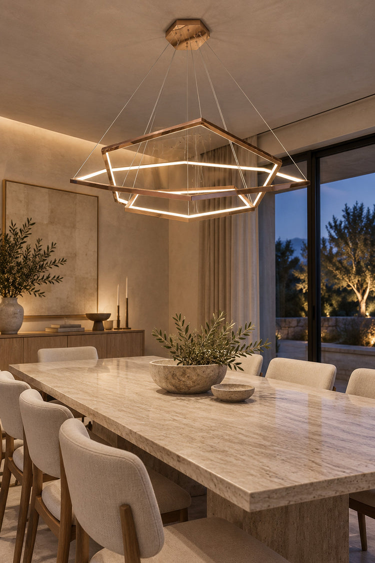 Lustre Esagono au-dessus d'une table à manger