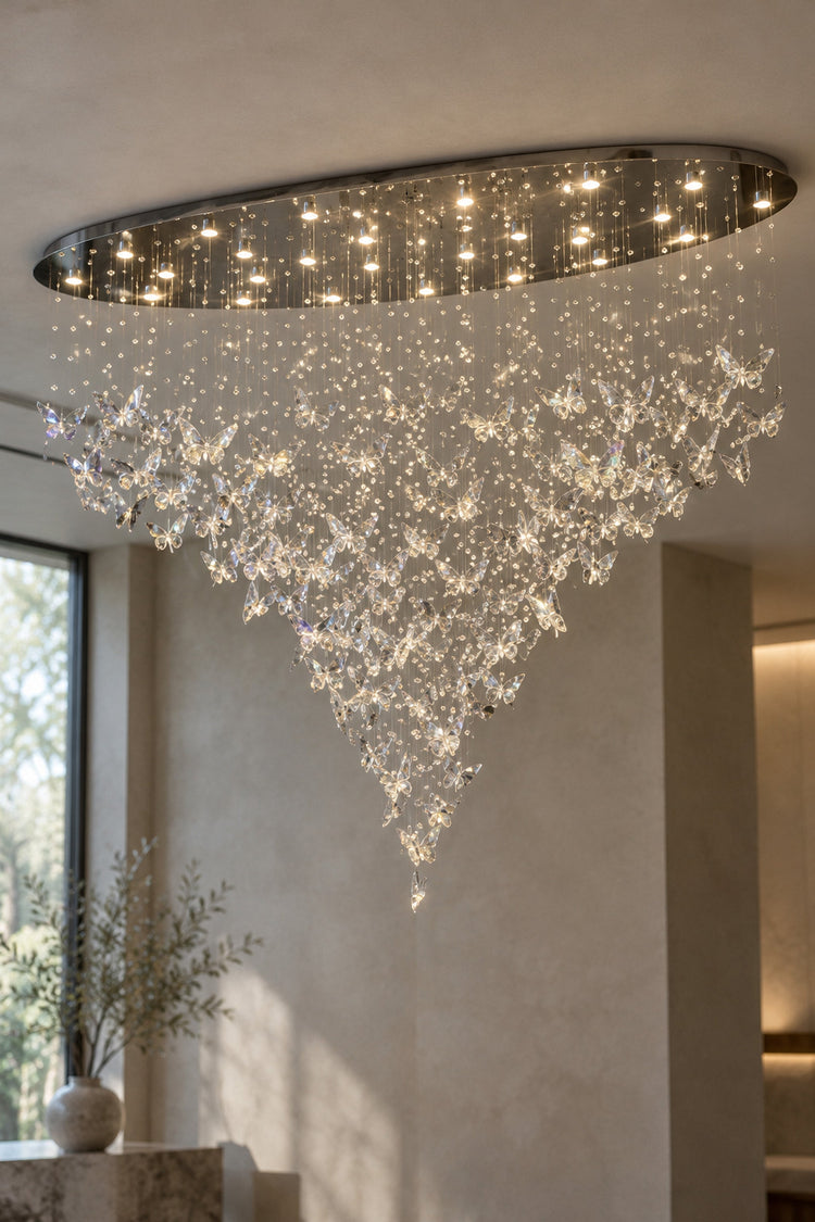 Lustre Farfalla — détail des papillons de cristal