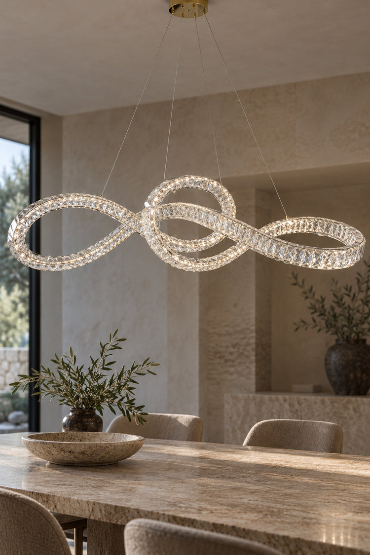 Lustre Infinito — détail du ruban de cristal