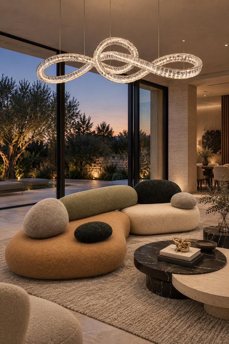 Lustre Infinito dans le salon d'une villa