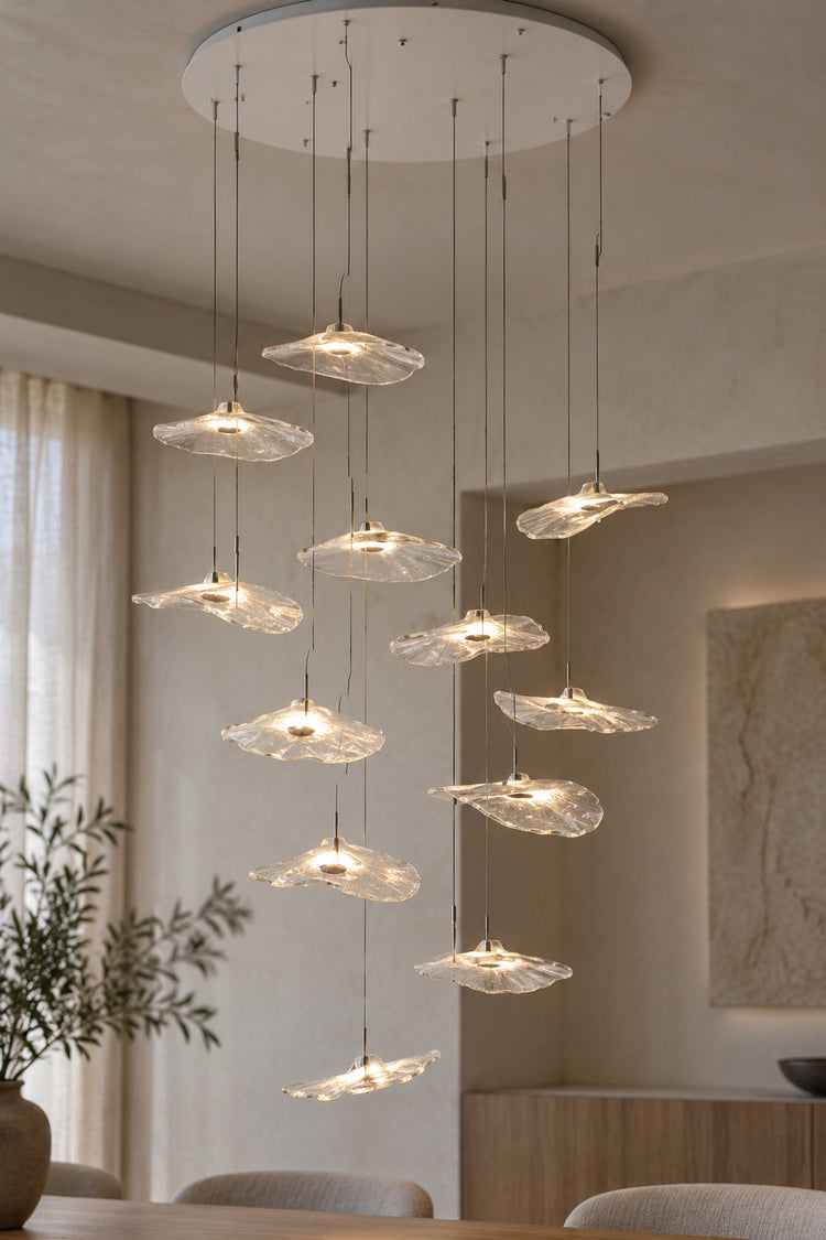Lustre Ninfea — détail des disques de verre