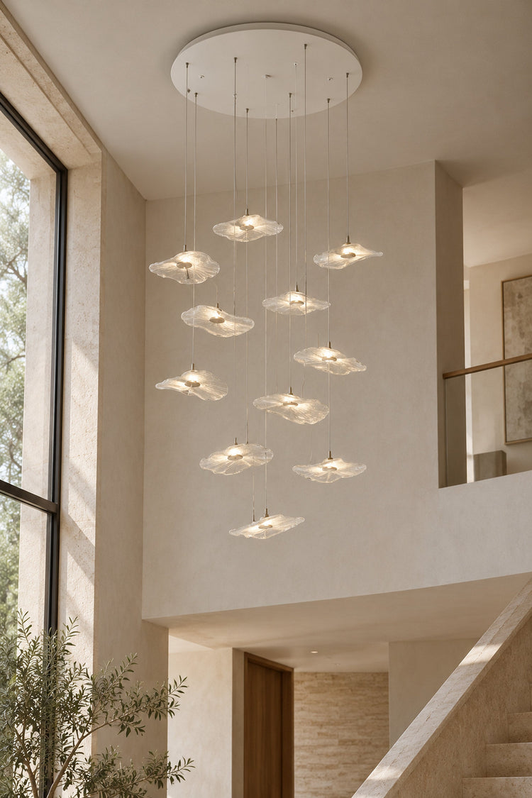 Lustre Ninfea — Cascade de nénuphars de verre