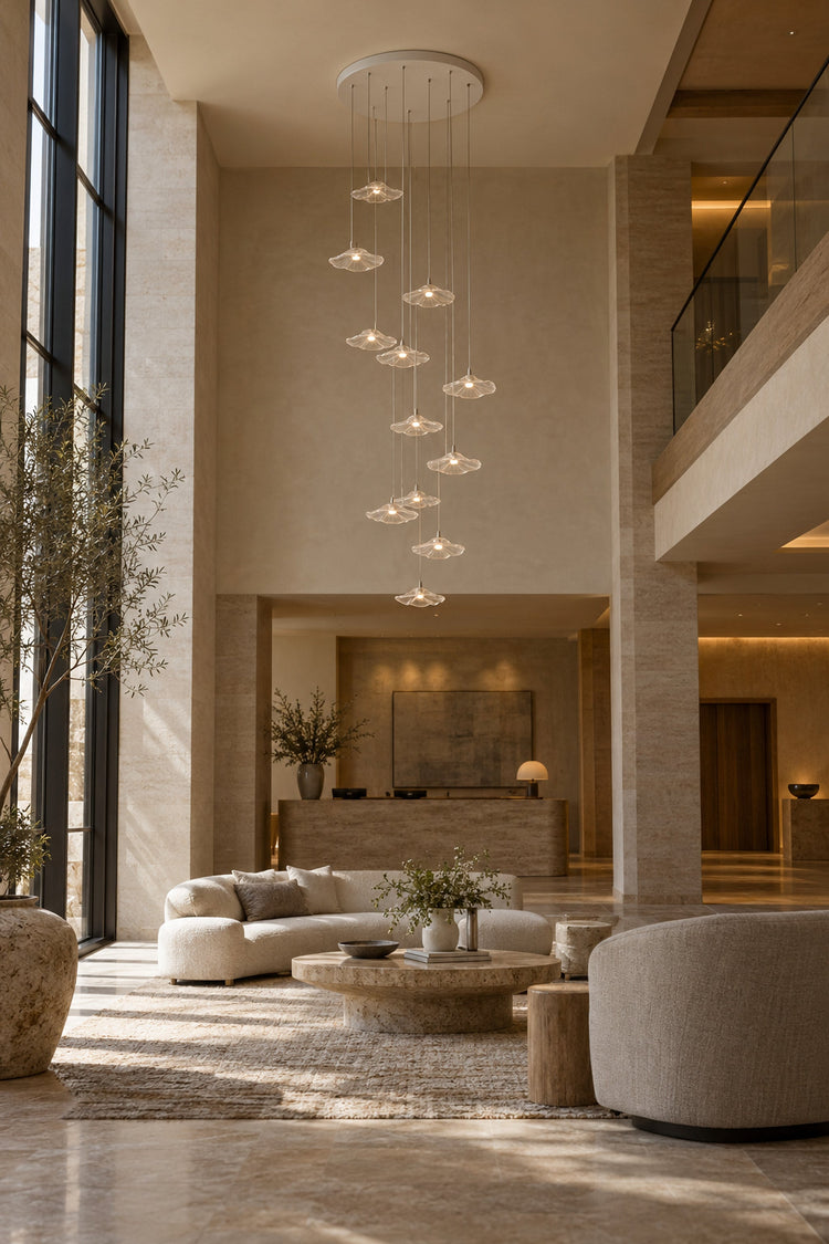 Lustre Ninfea dans un lobby d'hôtel