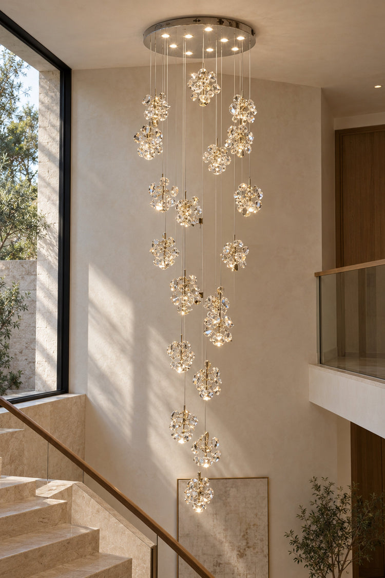 Lustre Ortensia — Grappes de fleurs de cristal