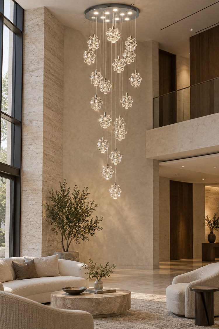 Lustre Ortensia dans un lobby d'hôtel