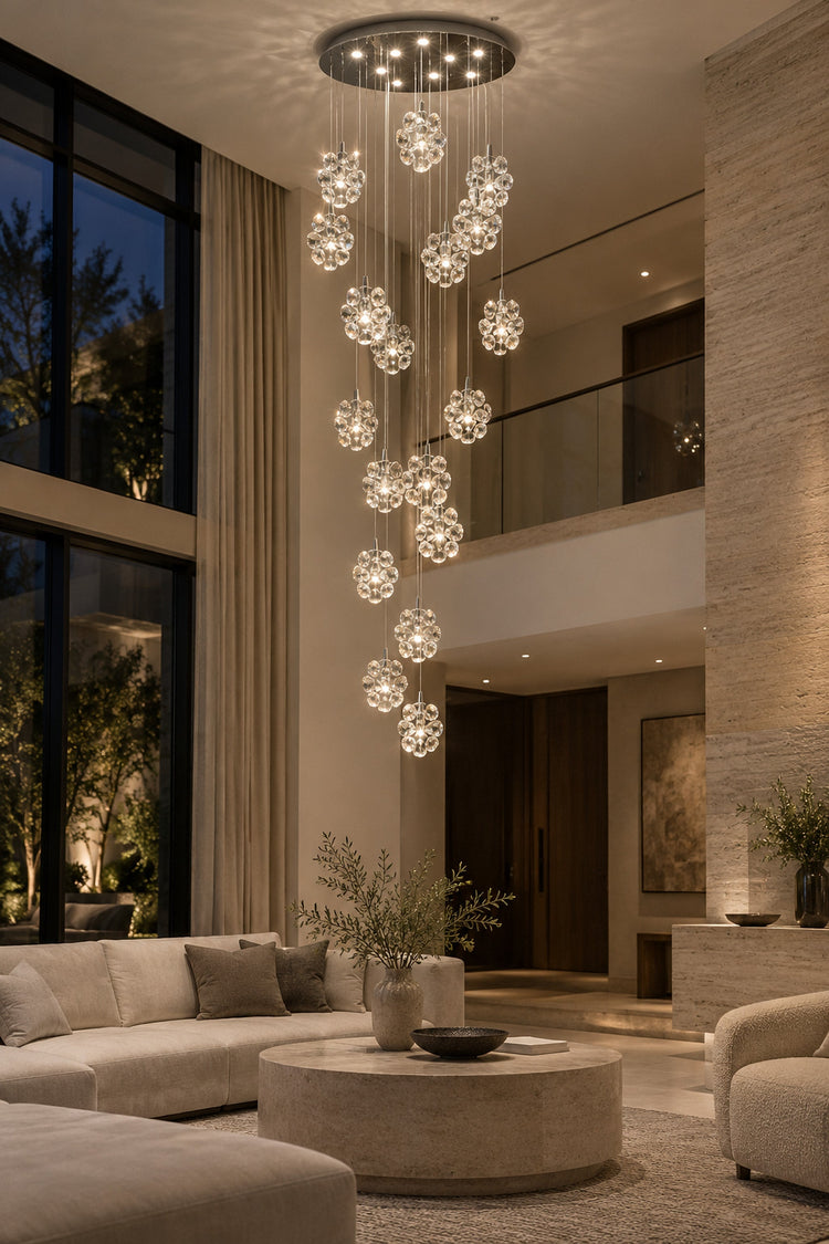 Lustre Ortensia allumé de nuit