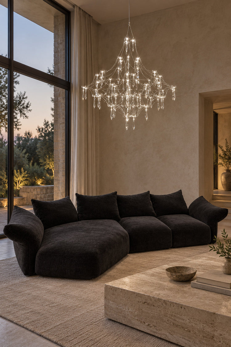 Lustre Pioggia dans le salon d'une villa