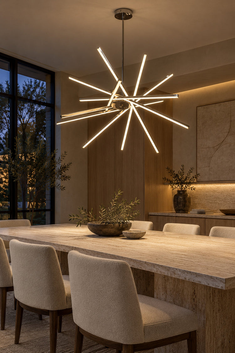 Lustre Raggio au-dessus d'une table à manger
