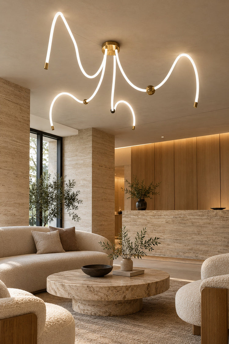 Lustre Serpentina dans un lobby d'hôtel