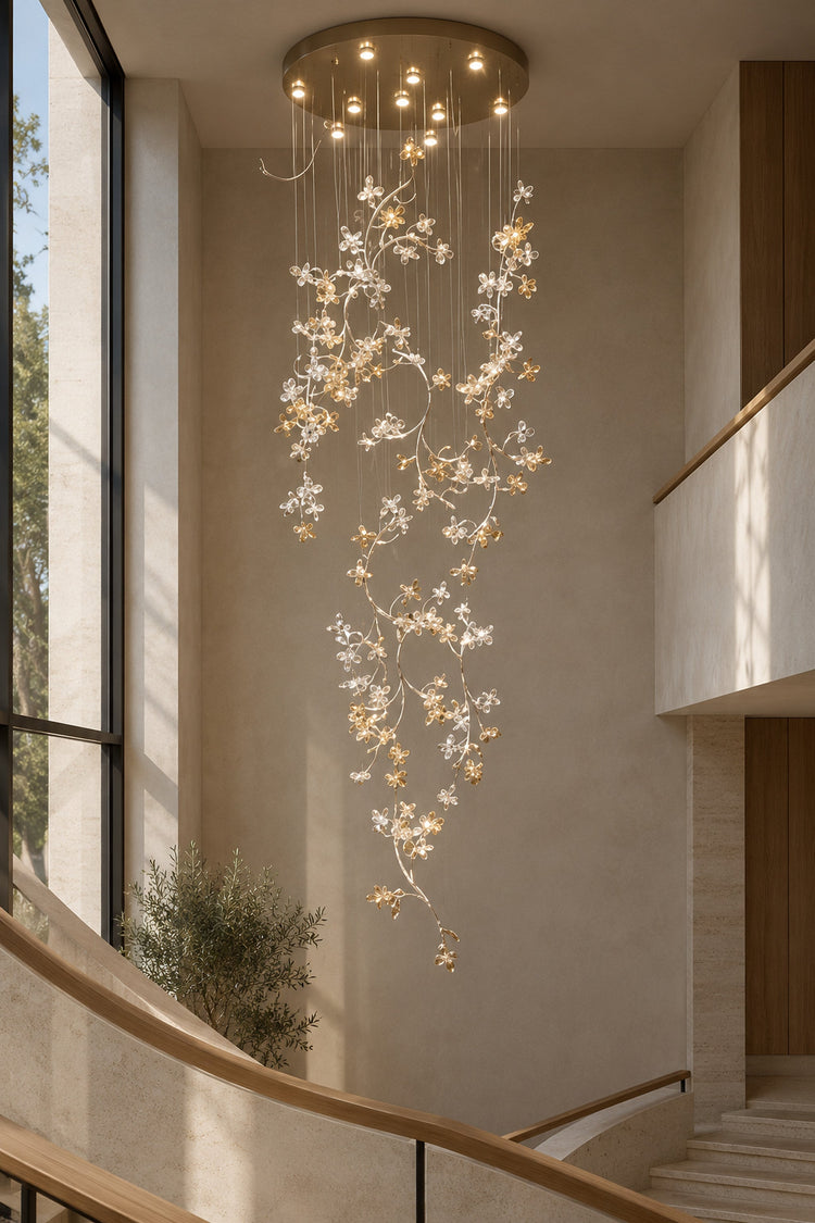 Lustre Vortice — Spirale de fleurs de cristal