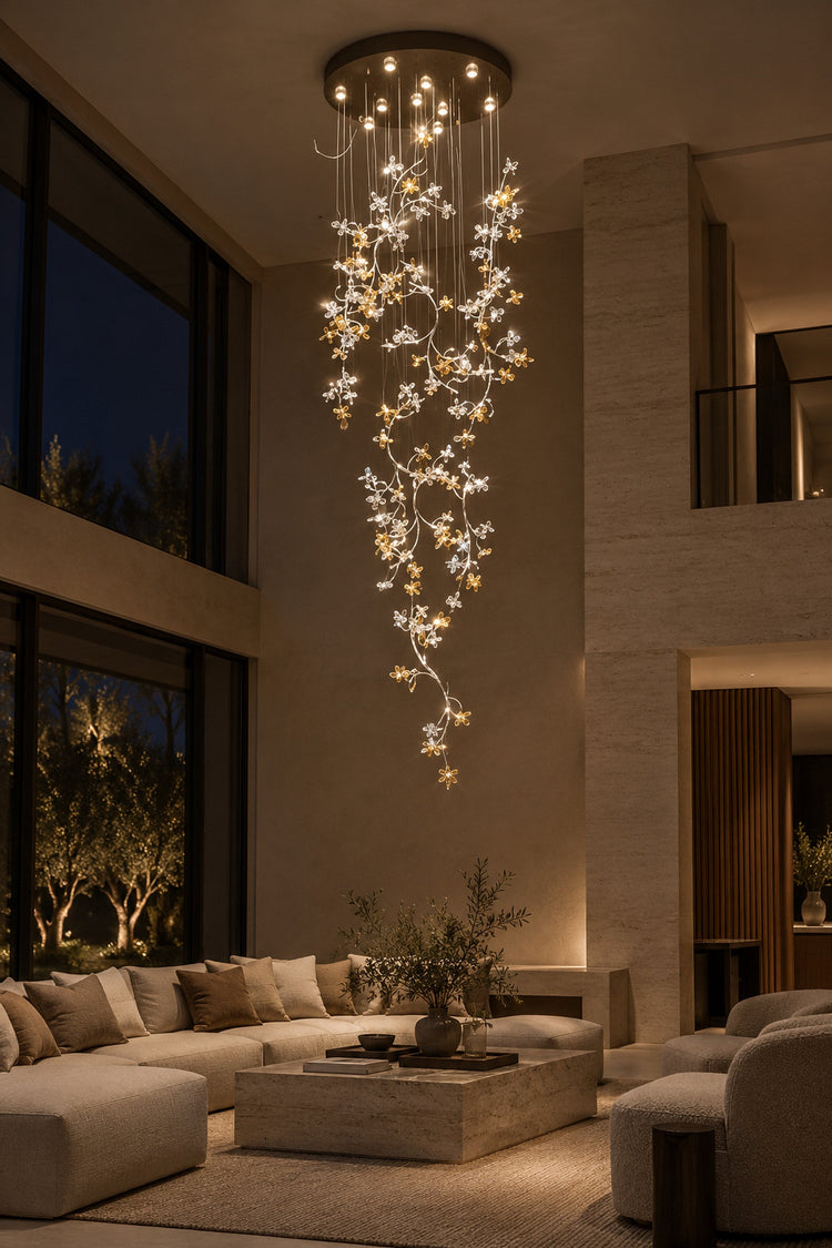 Lustre Vortice allumé de nuit