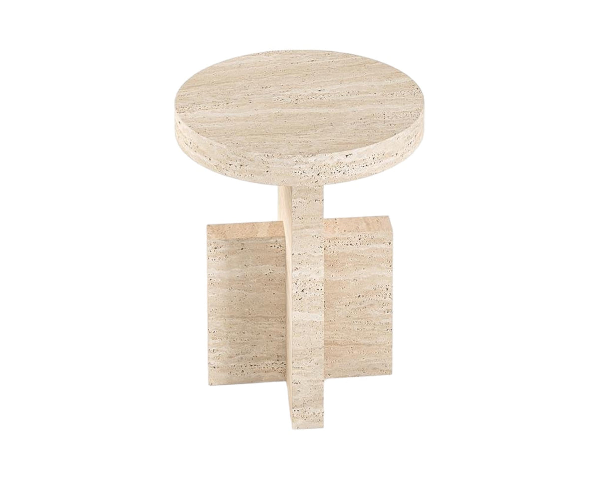 Table d'Appoint Zephiro — Travertin Crème, Dimension & Finition