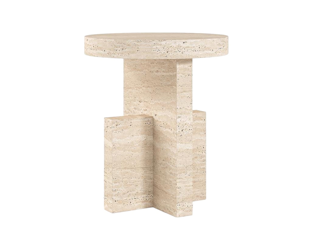 Table d'Appoint Lexi — Travertin Crème, Dimension & Finition