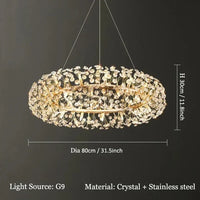 Lustre Safran à cristaux pour salon moderne