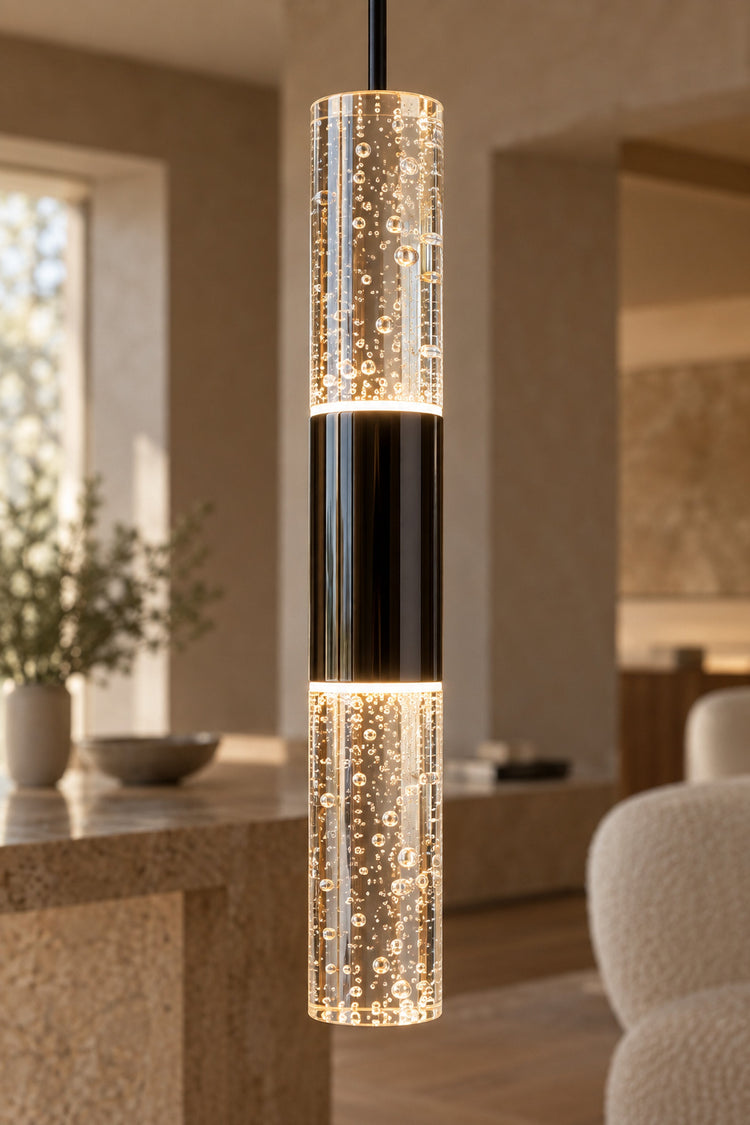 Suspension Colonna — détail des anneaux LED