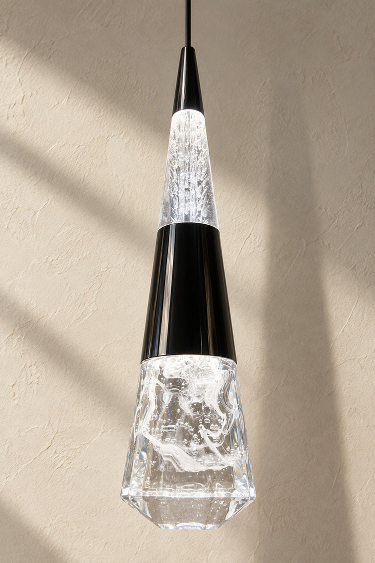 Suspension Cono — Noir et cristal