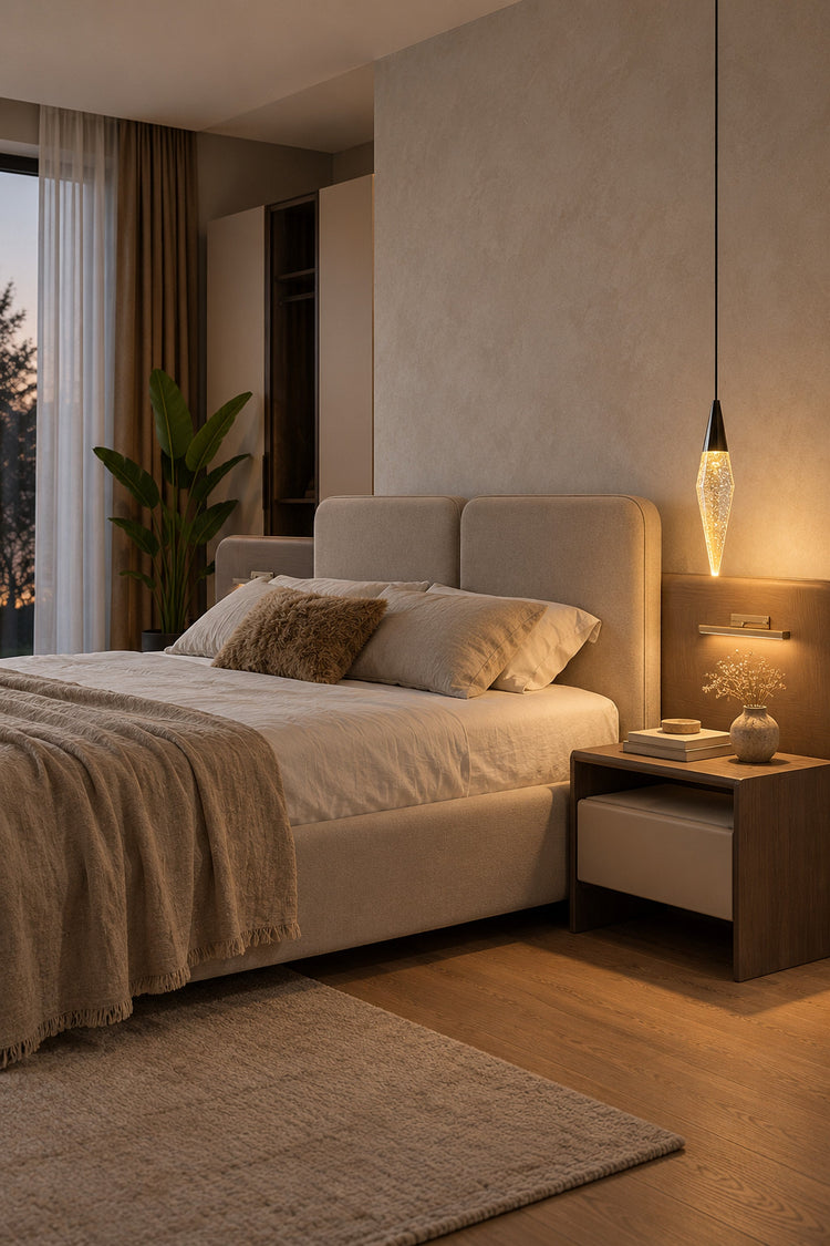 Suspension Diamante en chevet dans une chambre