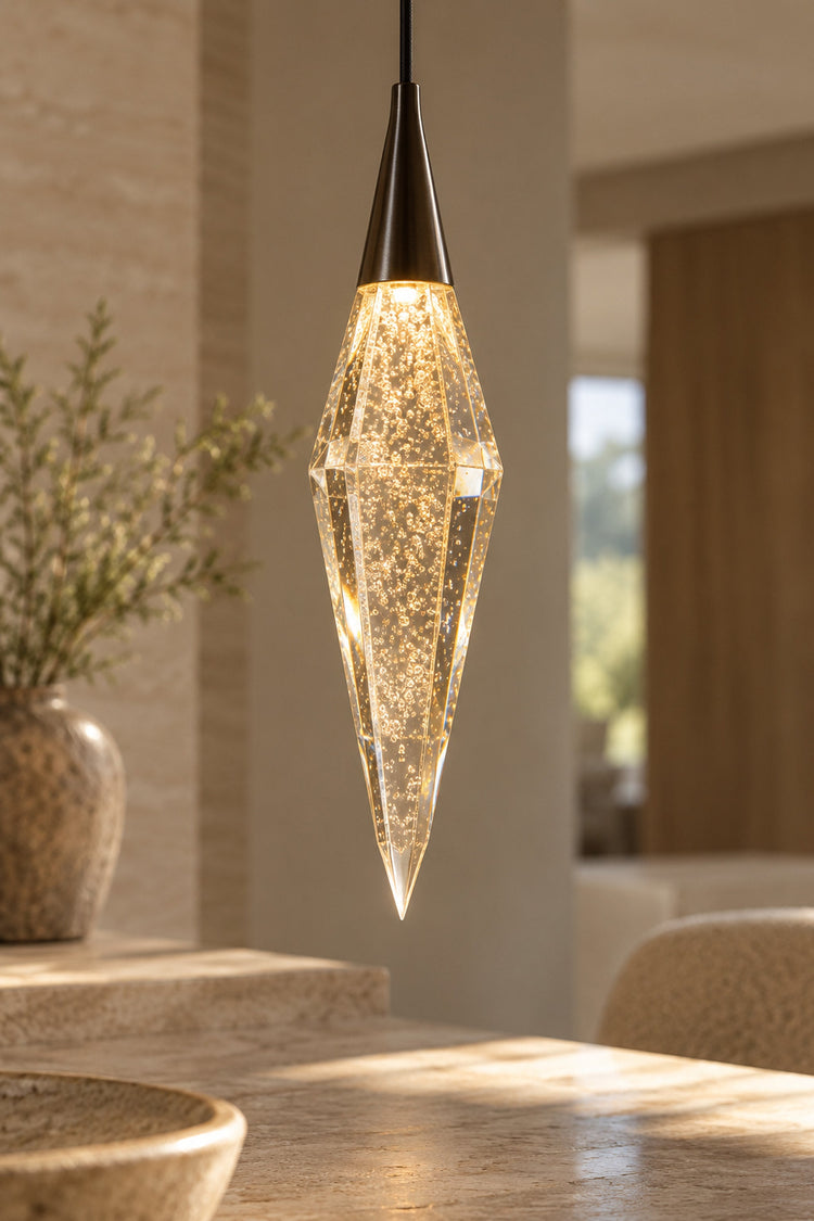 Suspension Diamante — détail du cristal à facettes