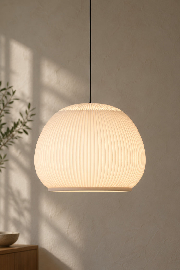 Suspension Medusa — Dôme plissé blanc