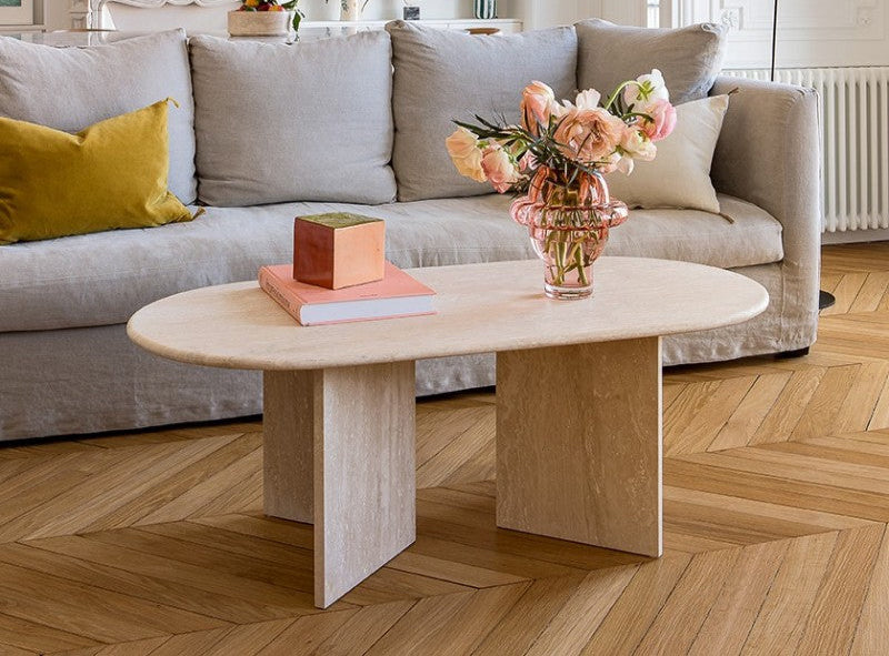 Table Basse Kamec — Travertin en situation