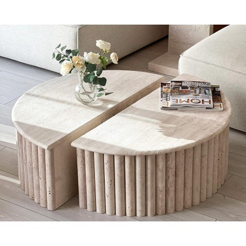 Table Basse Fenwick — Travertin en situation